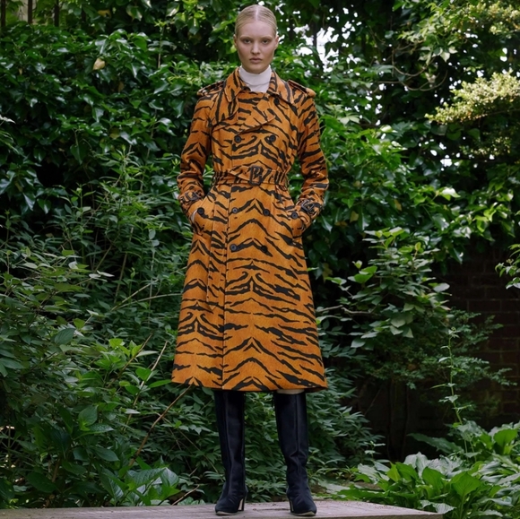 ADAM LIPPES | $645 Tiger Print Trench Coat - Picture 1 of 4